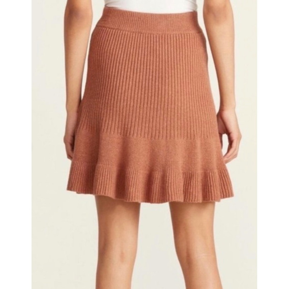 New Free People Skirt Sweater Knit Ruffle Women Short Size Small Brown
